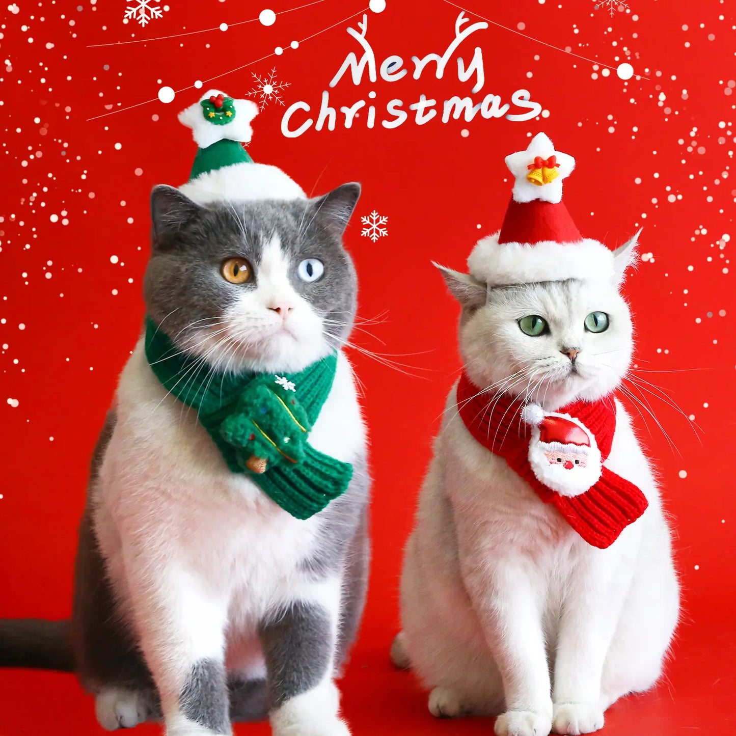 Winter Katzen-Schal – Weicher Strickschal mit niedlichem Weihnachts-Design